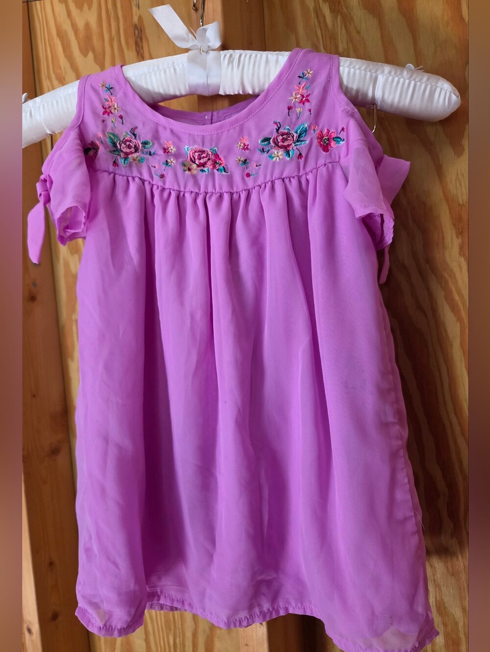 Wonder Nation Girls Orchid Purple Cold Shoulder Embroidered Boho Dress Small